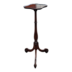 Mahogany Pedestal Scrolled Tripod Floor Candle Stand Pedestal