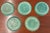 Turquoise Mid 20th Century Swedish Gustavsberg Argenta Art Pottery Coasters, Set of 5, Turquoise Glazed With Silver Floral Motifs For Sale - Image 8 of 8