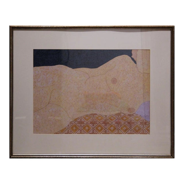Oris Robertson Minimal Abstract Impressionist Reclining Nude Oil Painting 1973 For Sale