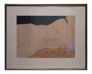 Oris Robertson Minimal Abstract Impressionist Reclining Nude Oil Painting 1973