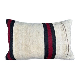 Turkish Hemp Pillow Cushion Natural Beige Red Pillow Cushion Cover 16 "x 24" For Sale