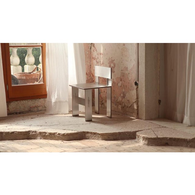 Soft Futurism Sandwich Chair in Walnut and Aluminum by Filippo Andrighetto. Dimensions: W 43 x D 43 x H 70 cm. Materials:...