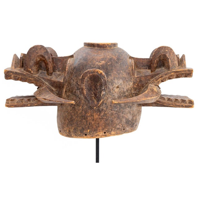 Senufo "Wanyugo" Firespitter Helmet Mask, 19th century, with double-sided mythical beasts, mounted on patinated black...