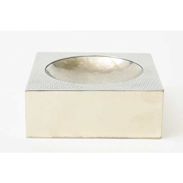 1970s Vintage Italian Embossed Silver-Plate Desk Set Bowl, Box and Lighter For Sale - Image 5 of 12