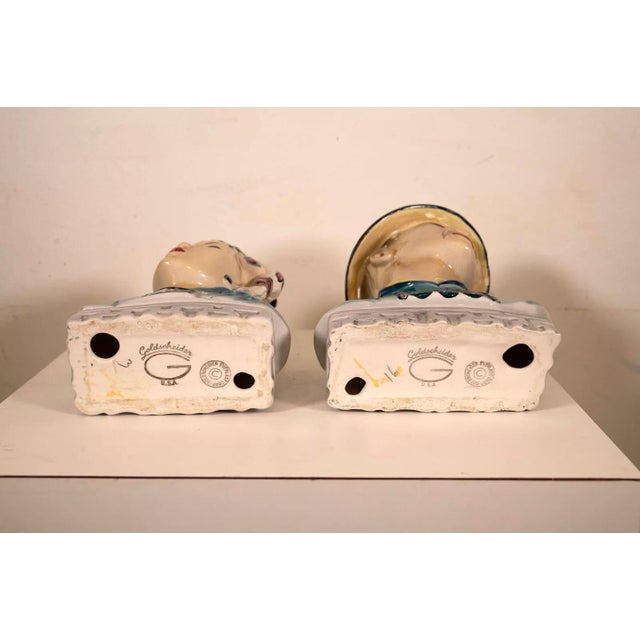 Goldscheider Japanese Hand Painted Porcelain Mid Century Modern Busts - A Pair For Sale - Image 10 of 10