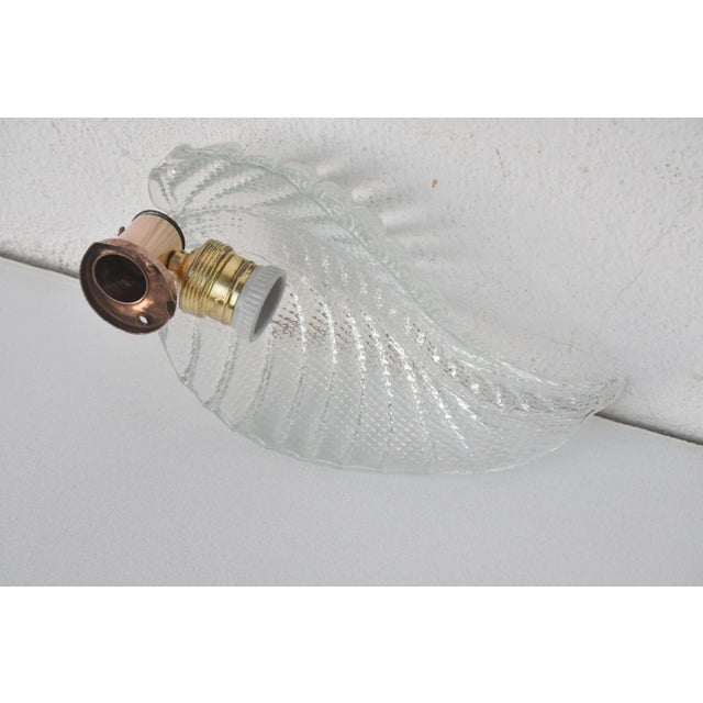 Transparent 1950s Art Deco Wall Light Trasparent Jewel Murano Glass Leave by Barovier E Toso For Sale - Image 8 of 12