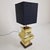 Metal Large Regency Italian Table Lamps in Brass & Wood with Black Shades, 1980s, Set of 2 For Sale - Image 7 of 18