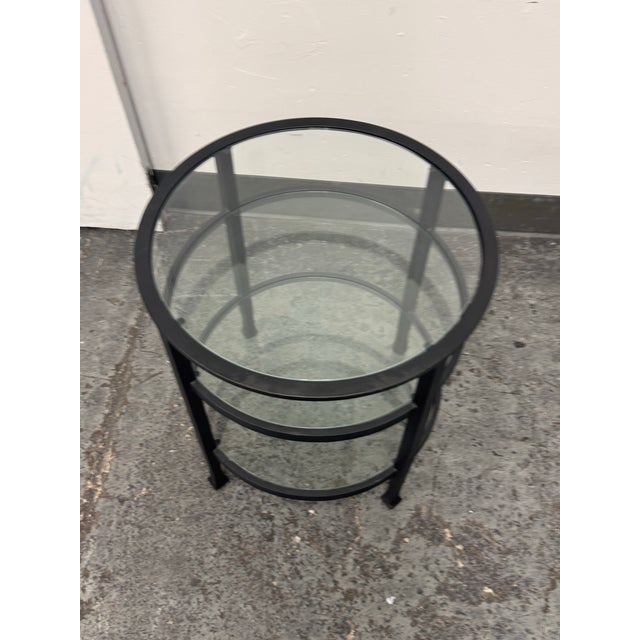 Pottery Barn Tanner Round Glass End Table For Sale - Image 4 of 12