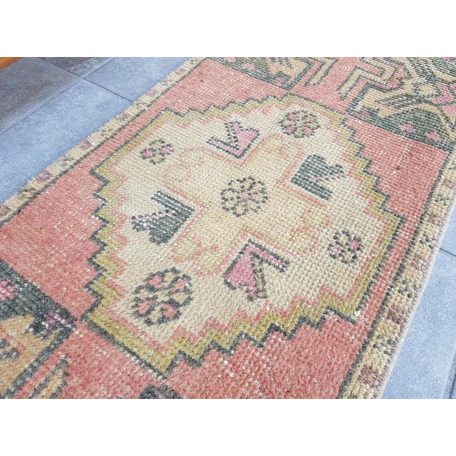1950s Turkish Orange & Tan Rug For Sale - Image 6 of 9