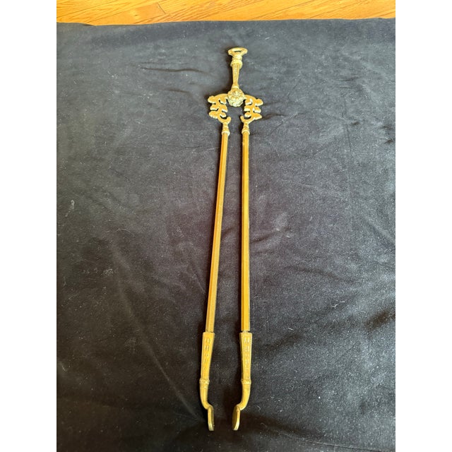 19th Century Victorian Brass Hunting Fireplace Tool Set - 4 Pcs. For Sale - Image 9 of 9