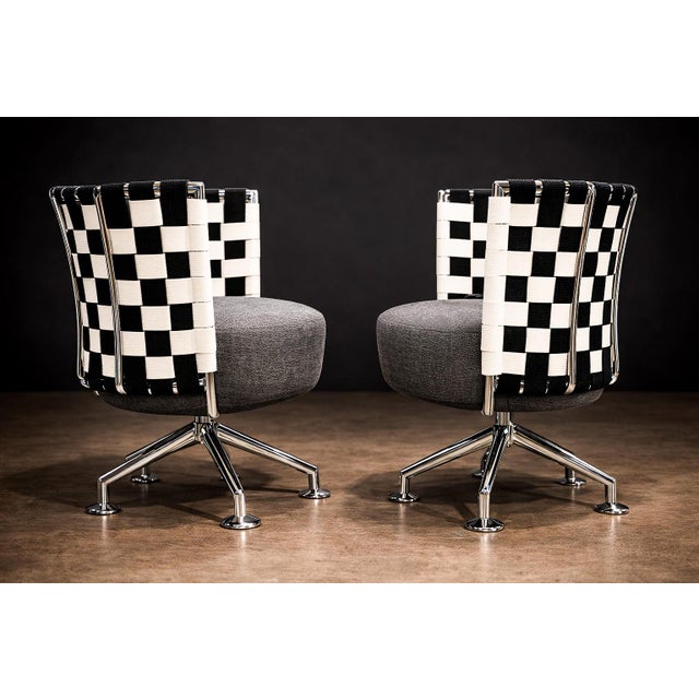 Pair of Armchairs in Steel & Fabric, Peter Maly, 1990s - Lot 92 For Sale In New York - Image 6 of 11