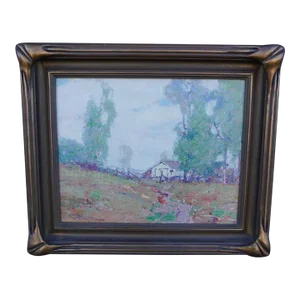 Paul Lauritz - Landscape With White Ranch Adobe - Oil on Canvas