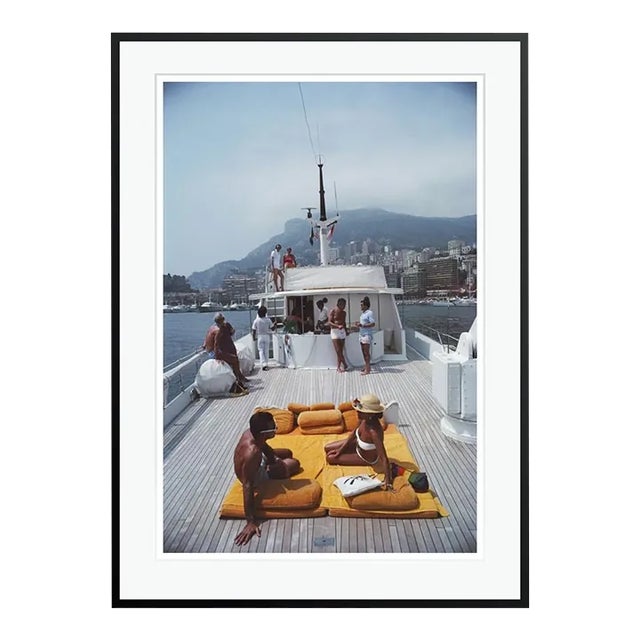 Scotti’s Yacht 1981 by Slim Aarons Black Framed C Print For Sale
