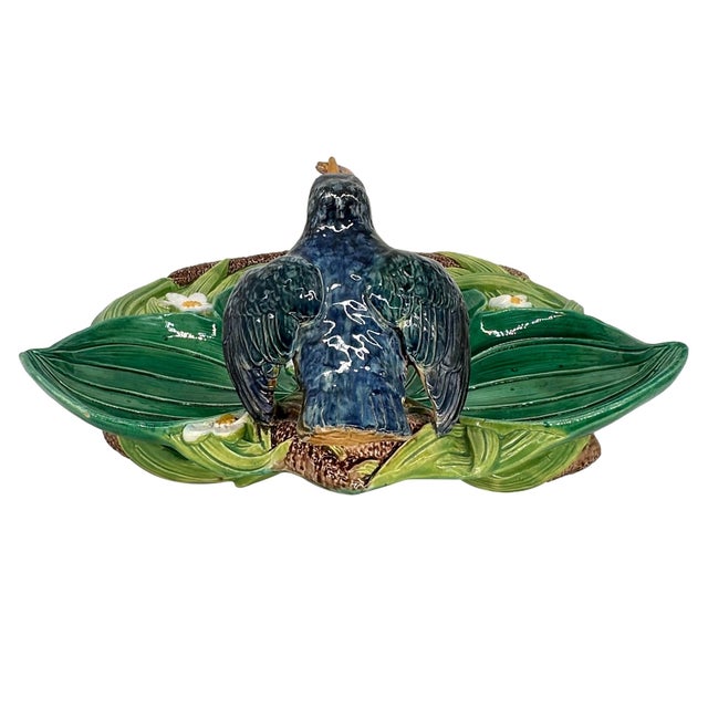 George Jones A George Jones Majolica Kingfisher on Lily Pad Luncheon Tray, English, Ca. 1875 For Sale - Image 4 of 12