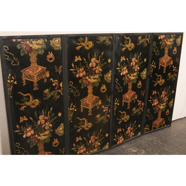 Mid 20th Century Floral Folding Screen, 4' Tall For Sale In Atlanta - Image 6 of 14