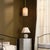 Suspended from a delicate yet solid antique brass rod, this pendant lamp features a hand-blown glass shade in soft taupe...