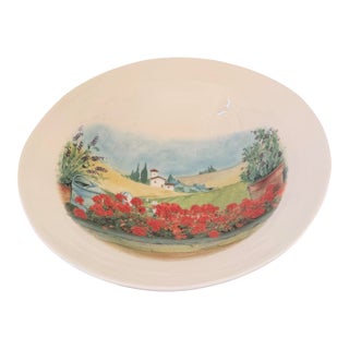 Late 20th Century Ceramica Cuore Italian Tuscan Garden Large Ceramic Centerpiece Bowl For Sale