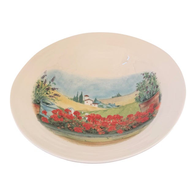 Late 20th Century Ceramica Cuore Italian Tuscan Garden Large Ceramic Centerpiece Bowl For Sale