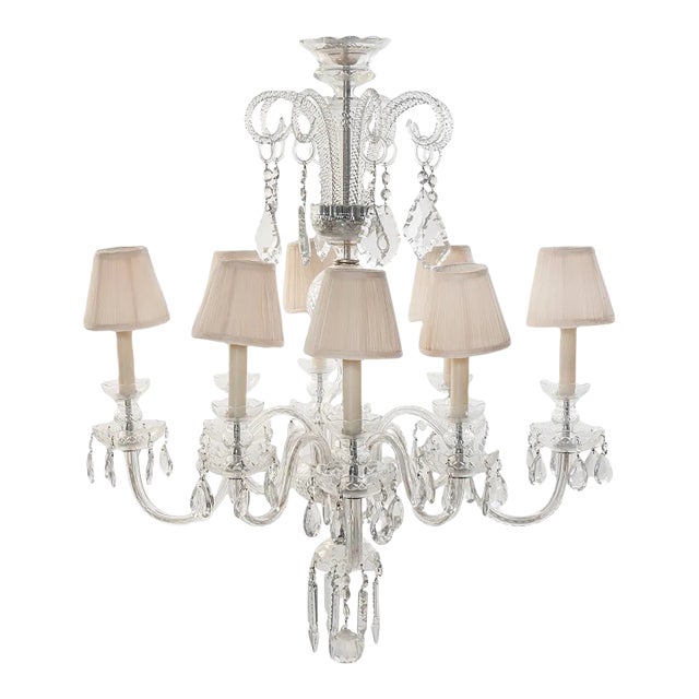 Mid 20th Century Georgian Style Cut Glass Eight-Light Chandelier For Sale