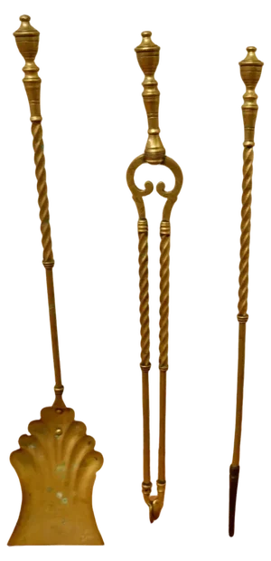 Long 19th Century Barley Twist Fireside Tools, 1880s, Set of 3