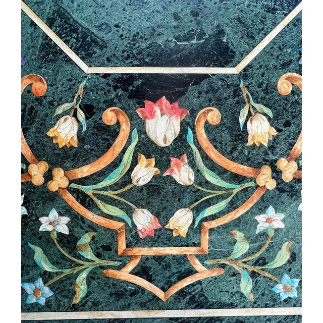 Stone 1990s Octagonal Center Table With Verde Antico Top & Michael Taylor Faux Stone Base For Sale - Image 7 of 10