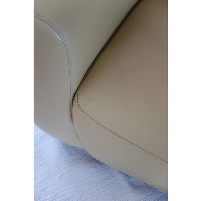 Cream Postmodern Club Armchair in Butter Yellow Leather, 1980s For Sale - Image 8 of 12