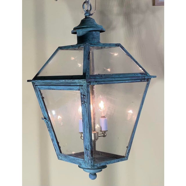 Vintage Solid Hanging Brass Lantern - A Timeless Piece With a Beautiful Patina For Sale - Image 11 of 13