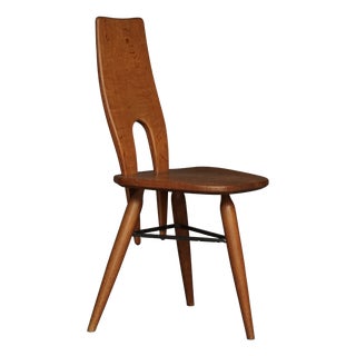 Mid-Century Italian Oak Side Chair, 1950s For Sale
