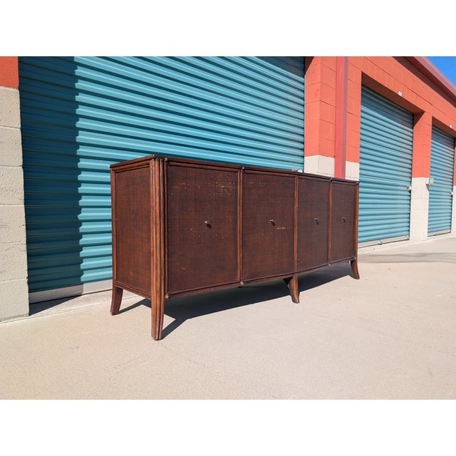 Mid-Century Modern Modern Barbara Barry for Baker / McGuire Rattan, Oak & Raffia Sideboard Buffet For Sale - Image 3 of 18