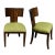 Modern style Klismos dining chairs set of 6. The finish is light zembrano. The seats are newly upholstered in a lime green...