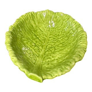 Vintage Ceramic Cabbage Leaf Serving Bowl For Sale