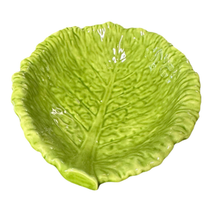 Vintage Ceramic Cabbage Leaf Serving Bowl