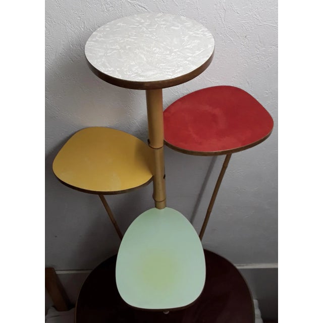 Beech, Formica & Brass Tiered Table, 1960s For Sale - Image 4 of 6