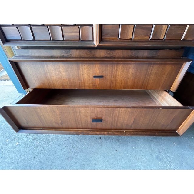 Brown 1970s Tobago Brutalist Walnut Armoire / Wardrobe Cabinet For Sale - Image 8 of 14