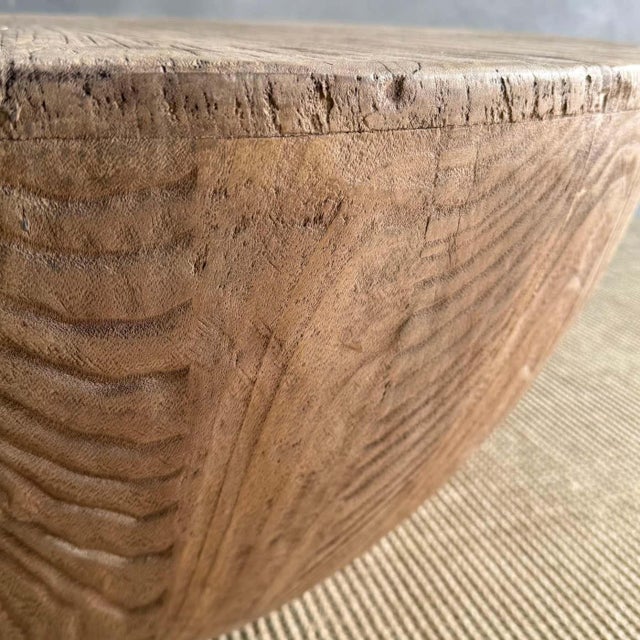 Mid-Century Modern Round Reclaimed Wood Coffee Table For Sale - Image 3 of 5