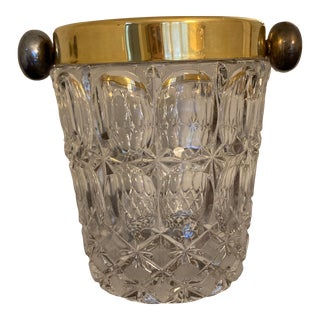 Vintage Crystal and Brass Ice Bucket For Sale