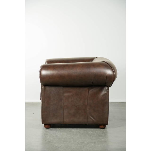 Chesterfield Sofa and Chair in Cowhide Leather, Set of 2 For Sale - Image 17 of 18