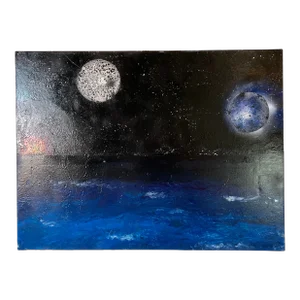 Modern Planet Earth - Space Oil on Canvas Painting