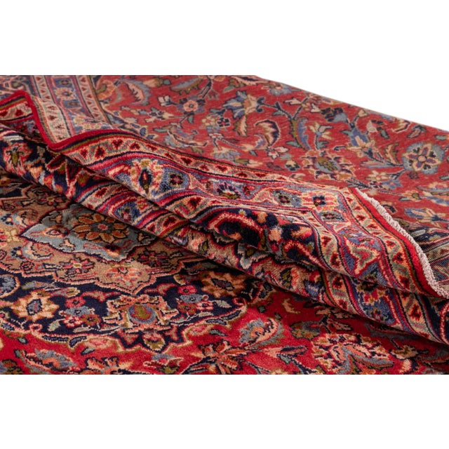 Mid 20th Century Mid 20th Century Mid- Century Vintage Persian Heriz Handmade Red Wool Rug For Sale - Image 5 of 8