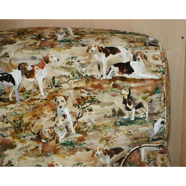 Beige Set of Love Seat Armchairs in Mulberry with Hounds Fabric from Howard For Sale - Image 8 of 18