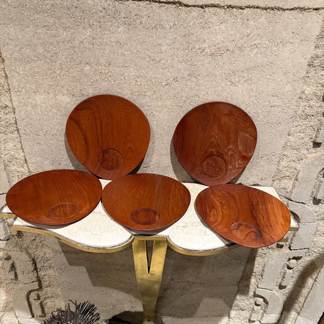 1960s Teakwood Snack Plates Lunning Inc Denmark- Set of 5 For Sale - Image 15 of 18