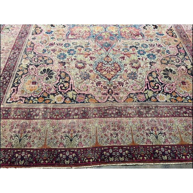 19th Century Mid 19th Century Persian Kerman Rug With Grand Floral Medallion, Circa 1850s For Sale - Image 5 of 7