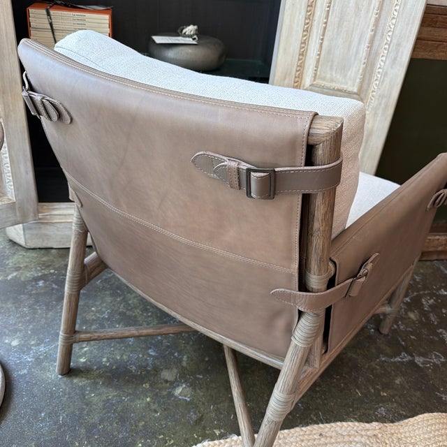Wood McGuire Bercut Rattan Leather Chair For Sale - Image 7 of 12