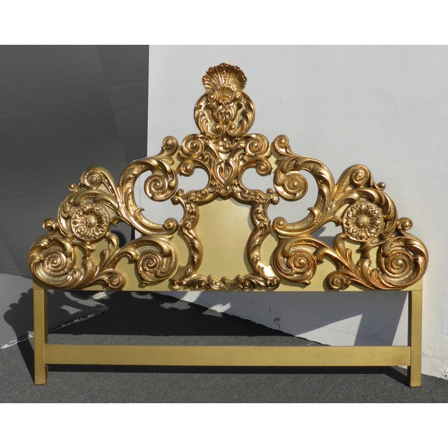 Vintage French Provincial Rococo Gold King Size Headboard Ornate