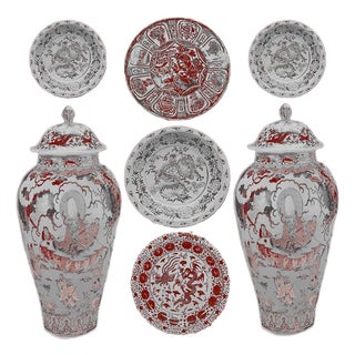 Chinois Ceramic Chinese Red – 36x36" Modern Acrylic Wall Art For Sale