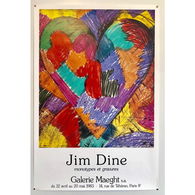 1980s Jim Dine, Rainbow Quilt Heart Pop Art Vintage Offset Lithograph Poster Jim Dine, Maeght, 1983 For Sale - Image 5 of 5