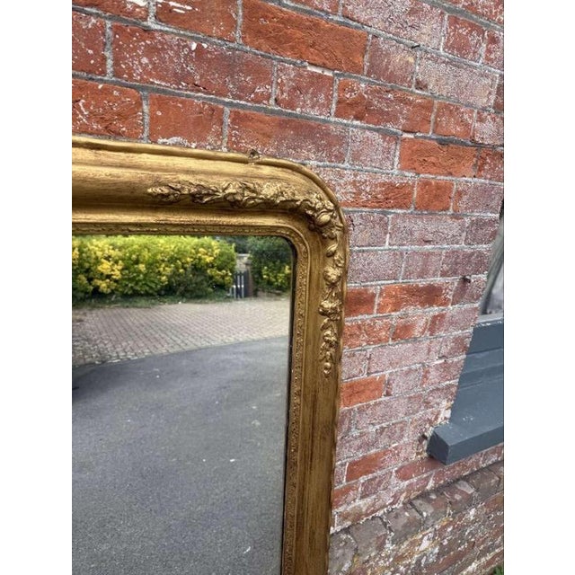 Antique English Arched Top Gilt Overmantle Mirror For Sale - Image 3 of 9