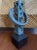 Ralph Lauren Vintage Signed 13” Hand Hammered Blackwashed Metal Sculpture on Wood Base in a Western Industrial Style For Sale - Image 4 of 17