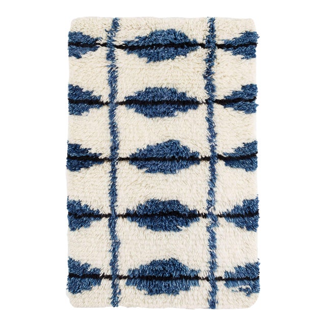 Dash & Albert by Annie Selke Noma Indigo Woven Wool Rug, 7' 6" x 9' 6" For Sale