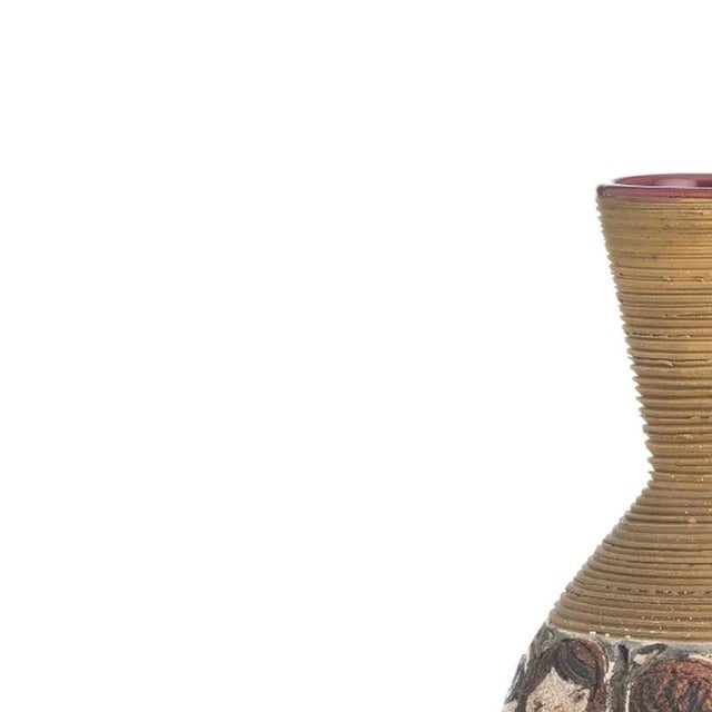 Earthenware - Modernist jug. Italian, 20th century, ceramic, polychrome and relief decoration with female figures. Signed...